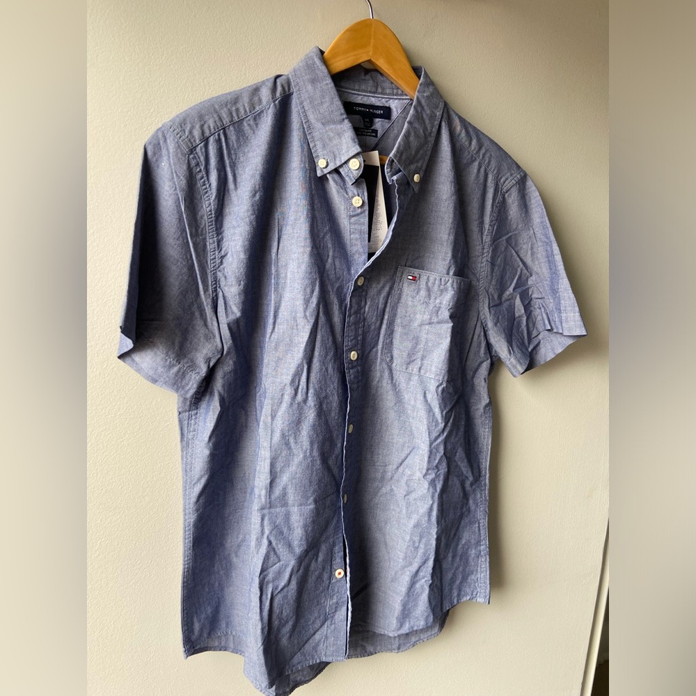 Tommy Hilfiger blue short sleeve button down